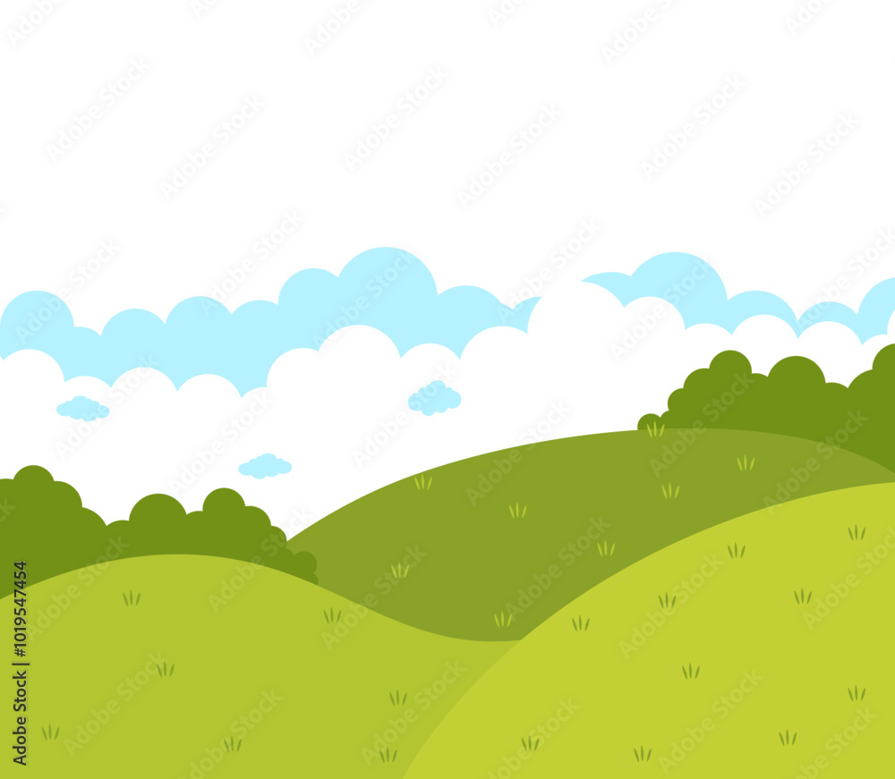 Green Field Cartoon Illustrations Green Field Cartoon Illustrations