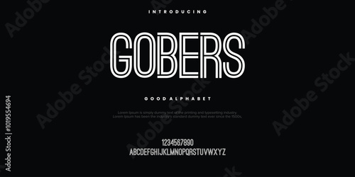 Gobers Creative line font. Modern abstract digital tech font. Logo creative font, type, technology, movie, digital, music, movie. Fonts and illustration in vector format.