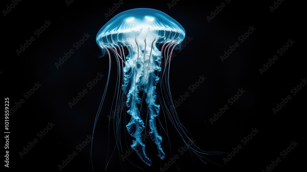 Ethereal Jellyfish in Tranquil Ocean Depths Ethereal Jellyfish in Tranquil Ocean Depths