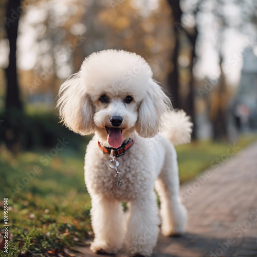 Realistic Poodle Dog Closeup View