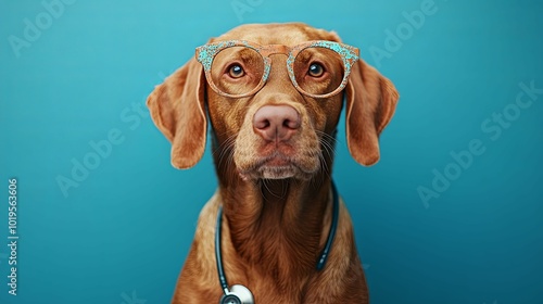 Wallpaper Mural A Brown Dog Wearing Glasses and a Stethoscope Torontodigital.ca