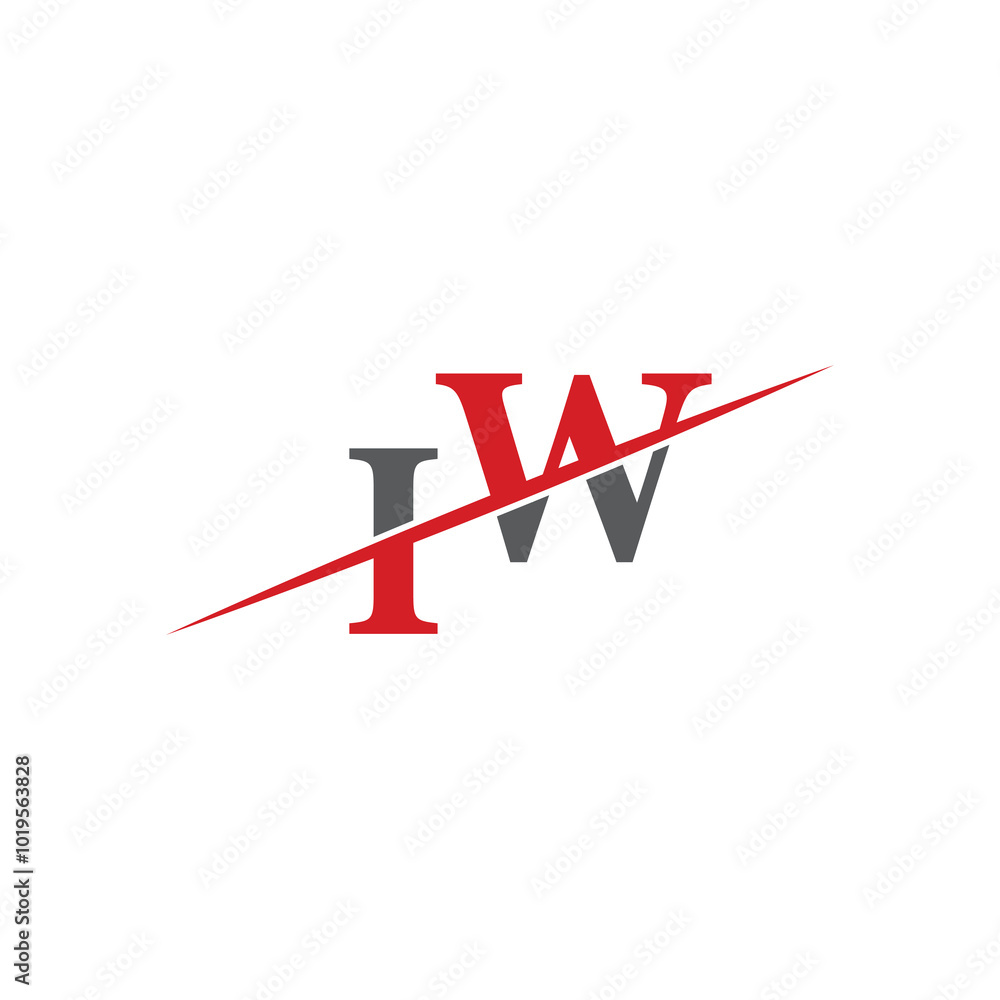 Minimalist IW Logo with Dynamic Diagonal Line Minimalist IW Logo with Dynamic Diagonal Line