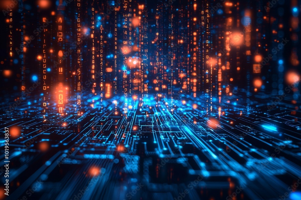 Obraz premium Digital Technology background of data and network