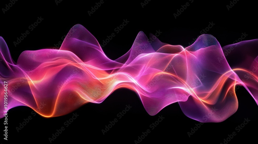 Abstract waves of vibrant colors flowing gracefully against a black background. Abstract waves of vibrant colors flowing gracefully against a black background.