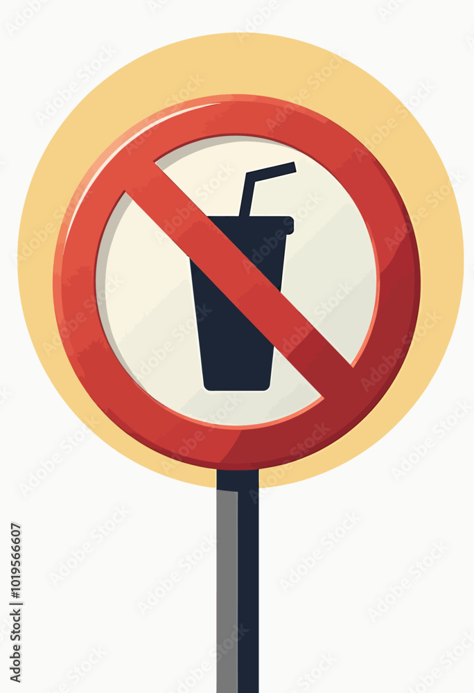 No Drinks Allowed: Bold Vector Illustration of a Prohibition Sign for Public Spaces and Events No Drinks Allowed: Bold Vector Illustration of a Prohibition Sign for Public Spaces and Events