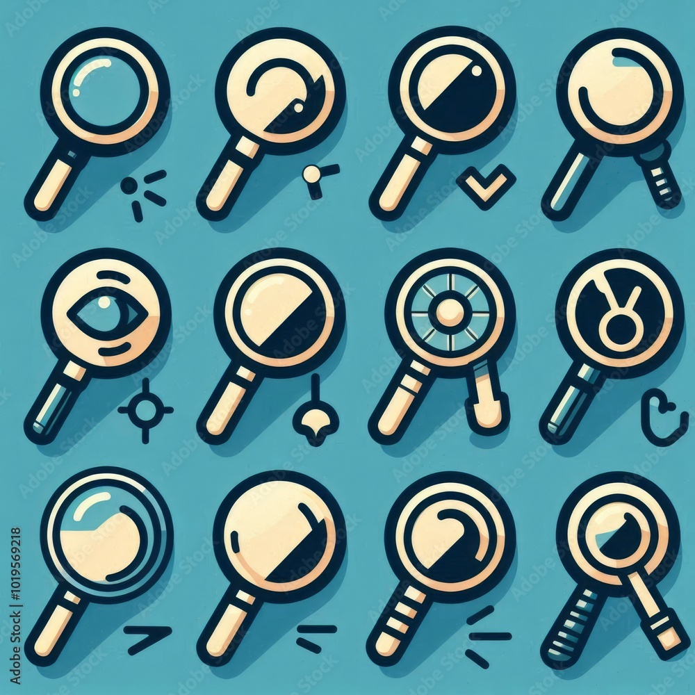 Magnifying glass icon, search icon Vector Illustration, Magnifying glass icon, search icon Vector Illustration,