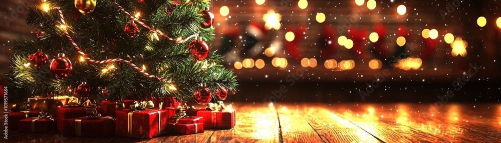 Festive Christmas Dining Room Decor with Tree and Gifts Festive Christmas Dining Room Decor with Tree and Gifts