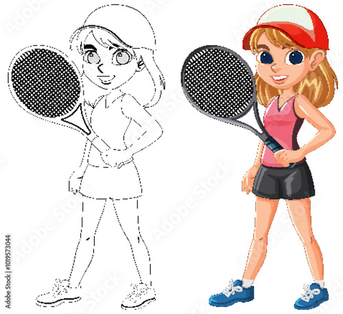 Young Tennis Player Illustration