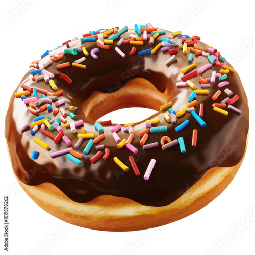 Chocolate Glazed Donut with Sprinkles  
