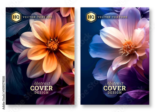 Abstract flower art Brochure cover template design, Luxury invitation card background, blooming texture, dark floral art, Hand drawn texture design, invitation, abstract background, cover template