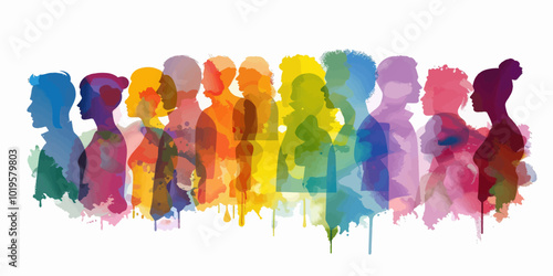 Rainbow Silhouettes of Diverse People 
