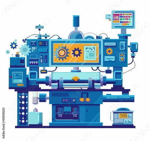 Industrial Machine with Gears and Monitors 
