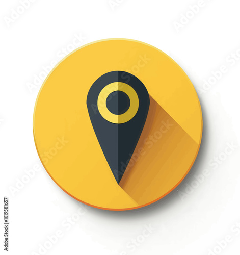 Flat Design Location Icon with Long Shadow