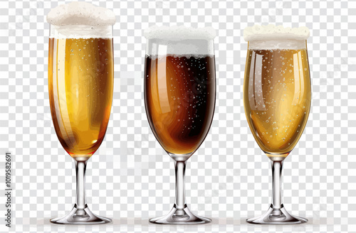 Beer Glasses with Foam 
