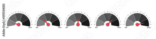 Credit Measurement from poor to excellent rating black white