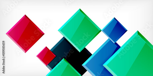 Free Download Colorful squares with reflections abstract background design. Vector Illustration For Wallpaper, Banner, Background, Card, Book Illustration, landing page - GFXLoad