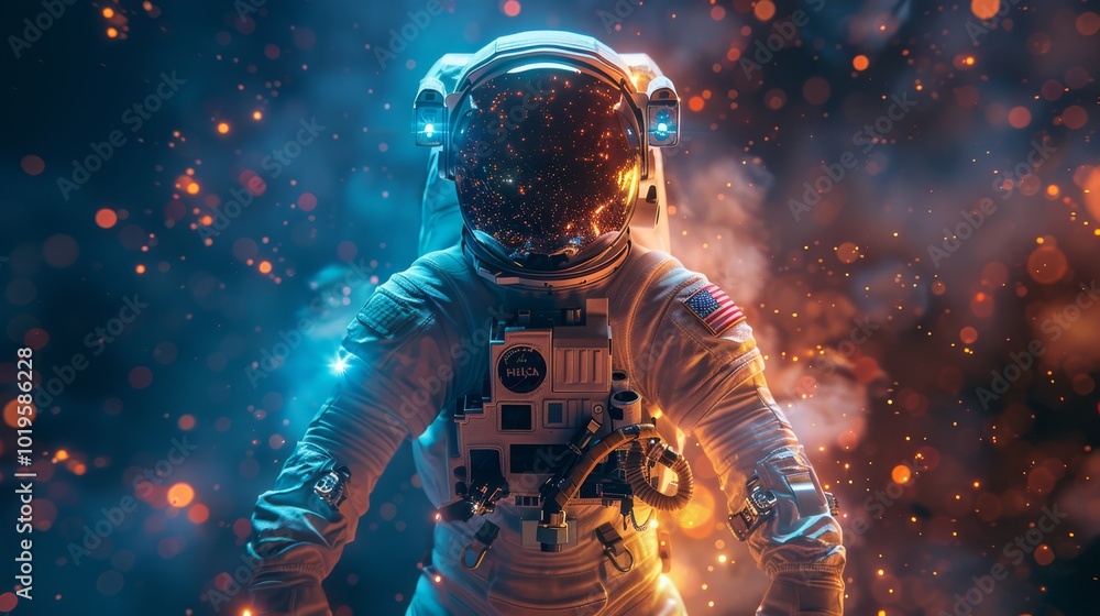 A detailed and vibrant depiction of an astronaut A detailed and vibrant depiction of an astronaut