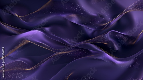 Black deep purple luxury gold threads pattern shiny glitter