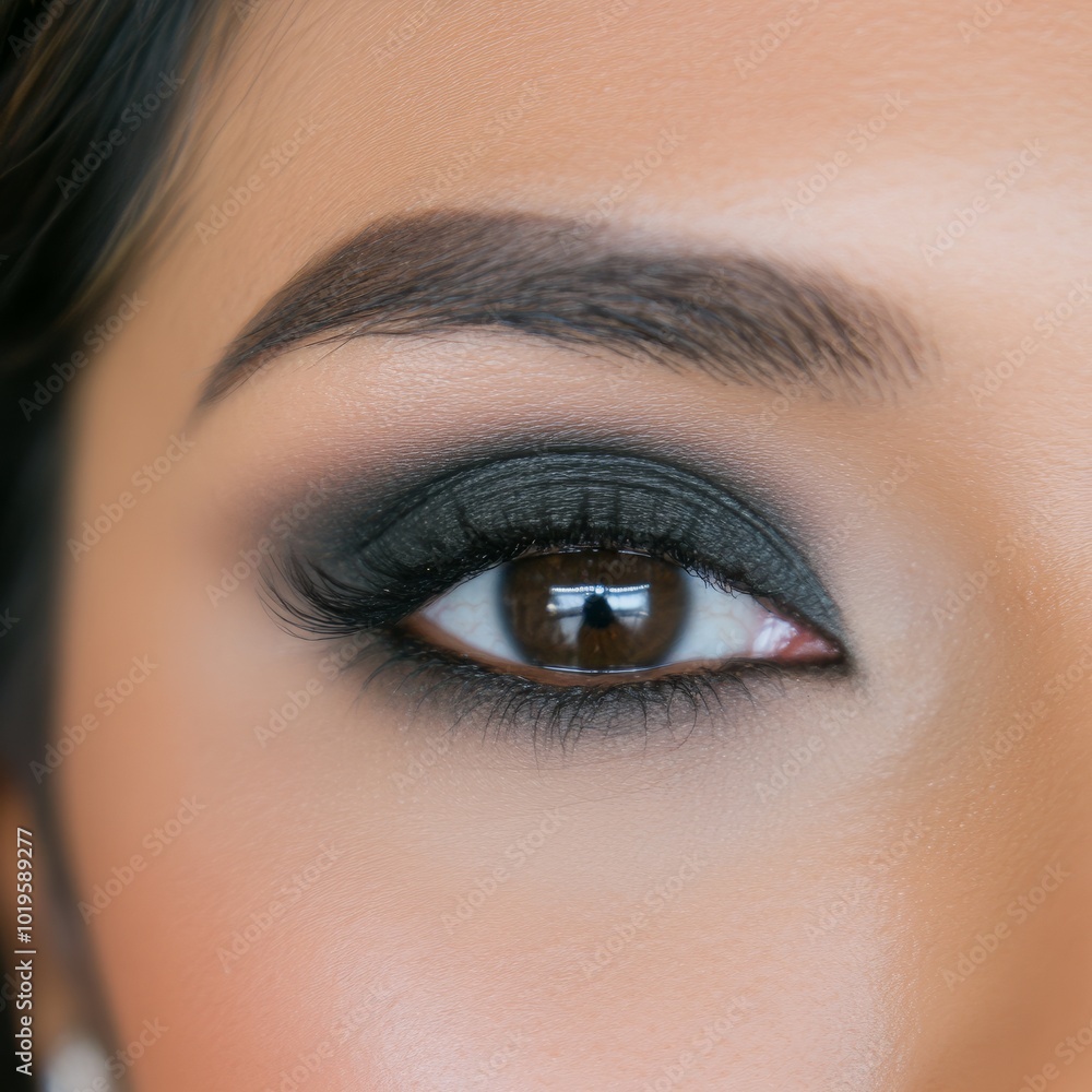 Fototapeta premium Close-up of a beautifully made-up eye with dramatic makeup.