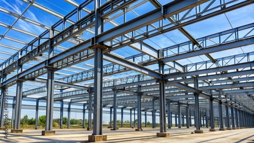 Very sturdy steel structure constructed with riveted beams, steel, structure, riveted, beams, strong, construction