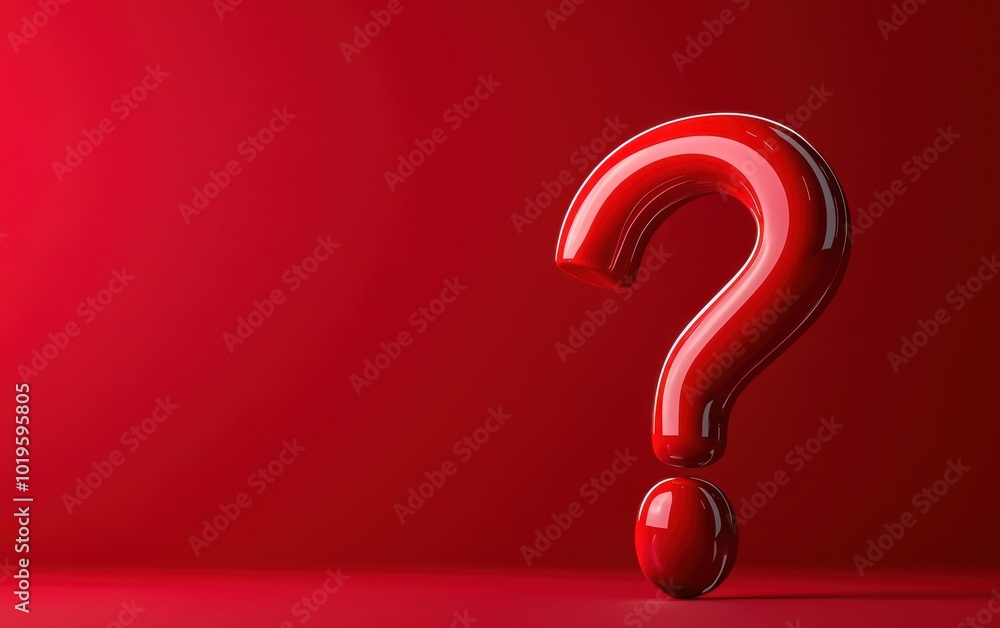 3D red question mark on red background, representing inquiry and curiosity. 3D red question mark on red background, representing inquiry and curiosity.