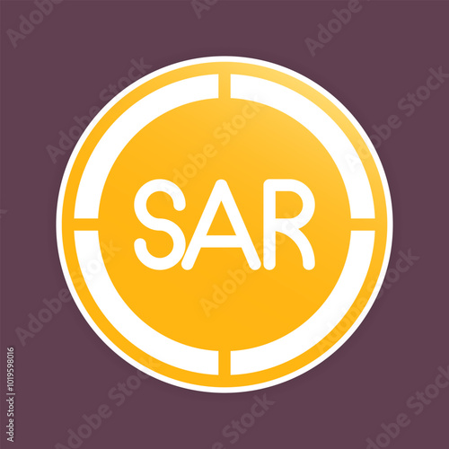 Riyal coins icons. Arabic money symbol, Fresh golden gradient fill currency logo for financial apps.