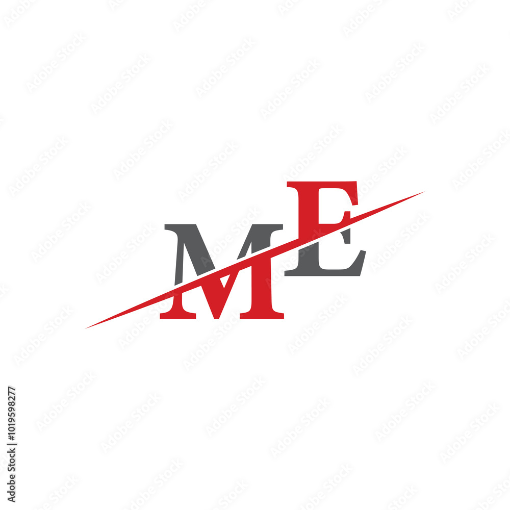 Minimalist ME Logo with Dynamic Diagonal Line Minimalist ME Logo with Dynamic Diagonal Line