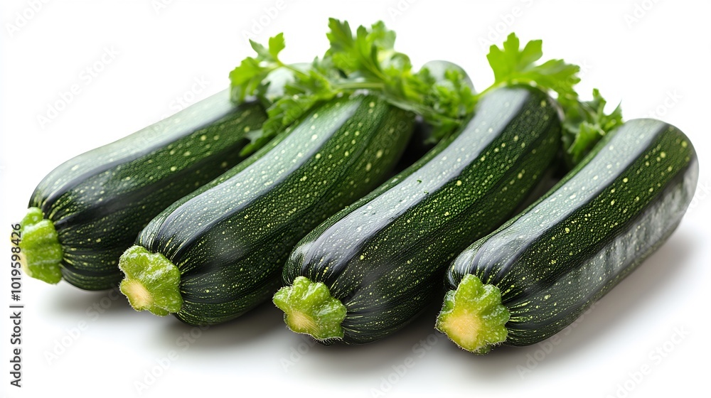 Fresh zucchini isolated on a bright white surface vibrant and crisp Fresh zucchini isolated on a bright white surface vibrant and crisp