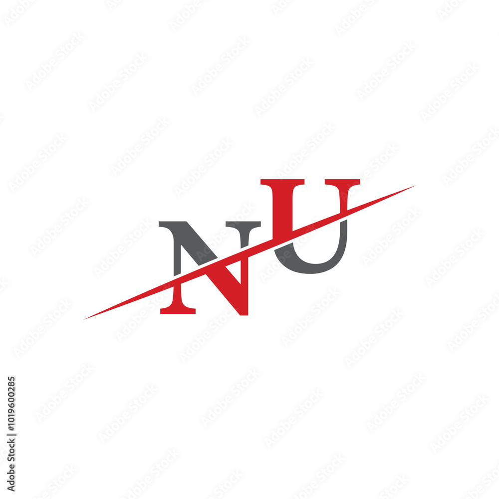 Minimalist NU Logo with Dynamic Diagonal Line Minimalist NU Logo with Dynamic Diagonal Line