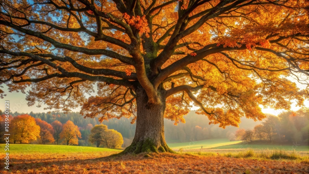 Autumnal brown oak leaves on wooden trunk with bark , fall, foliage, seasonal, nature, oak tree, autumn, brown leaves Autumnal brown oak leaves on wooden trunk with bark , fall, foliage, seasonal, nature, oak tree, autumn, brown leaves