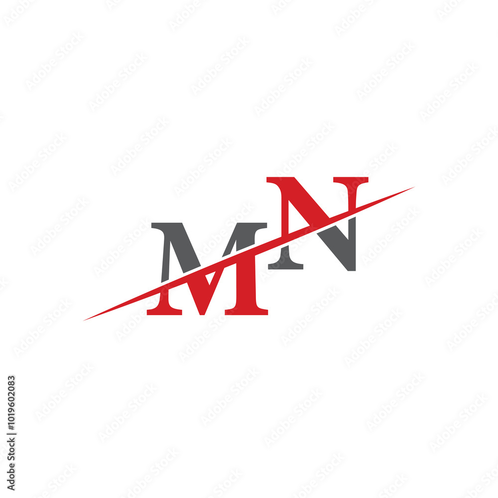 Minimalist MN Logo with Dynamic Diagonal Line Minimalist MN Logo with Dynamic Diagonal Line