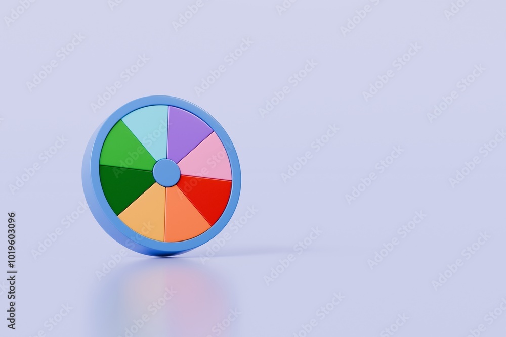 Obraz premium 3d Dropper tool color palette guide with color wheel icon on isolated background. Painter tool art design concept. Minimal Swatch tool suck colors pick designer tool use in design program. 3d render.