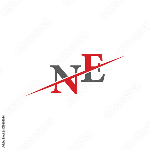 Minimalist NE Logo with Dynamic Diagonal Line