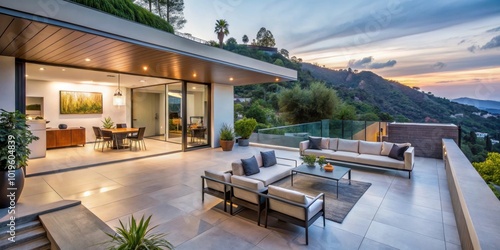 Modern Hollywood Hills home patio with a remodel of an older house, Los Angeles, California, Hollywood, Hills, modern, home