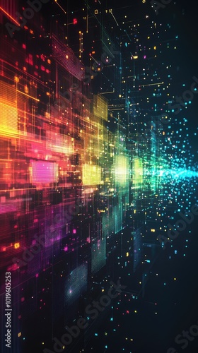 Wallpaper Mural Colorful abstract light patterns on a dark background Torontodigital.ca