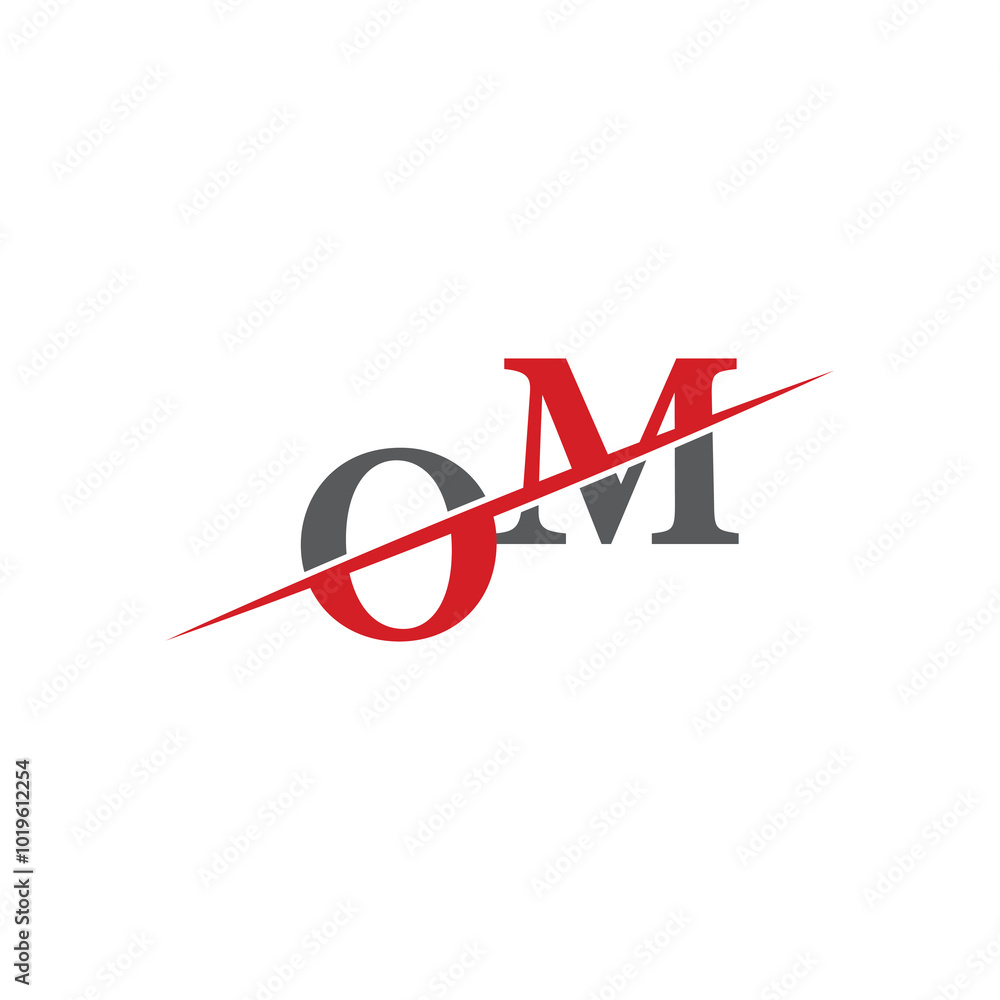Minimalist OM Logo with Dynamic Diagonal Line Minimalist OM Logo with Dynamic Diagonal Line