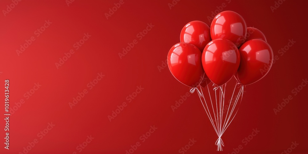 Bright red balloons floating against a vibrant red background, perfect for celebrations and events. Bright red balloons floating against a vibrant red background, perfect for celebrations and events.