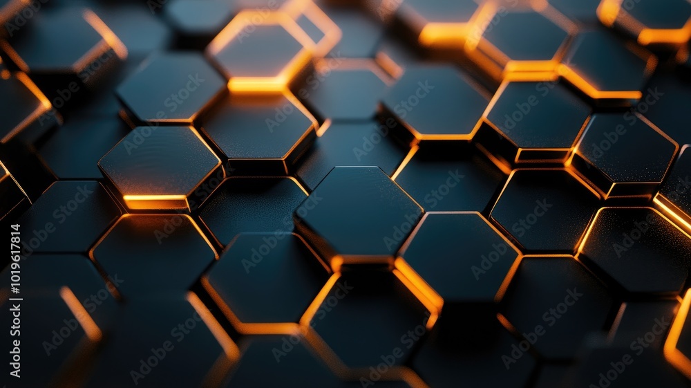 Abstract Hexagon Pattern with Glowing Edges Abstract Hexagon Pattern with Glowing Edges