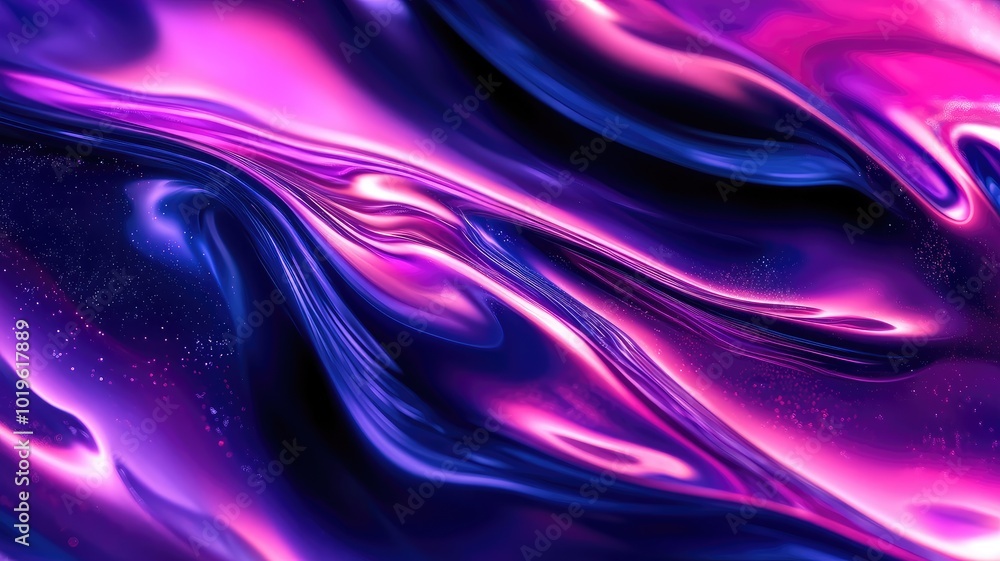 Fototapeta premium Abstract Swirling Liquid with Pink and Blue Hues and Sparkles