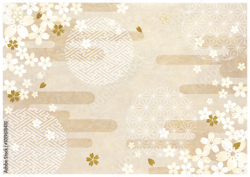 和柄と和紙背景