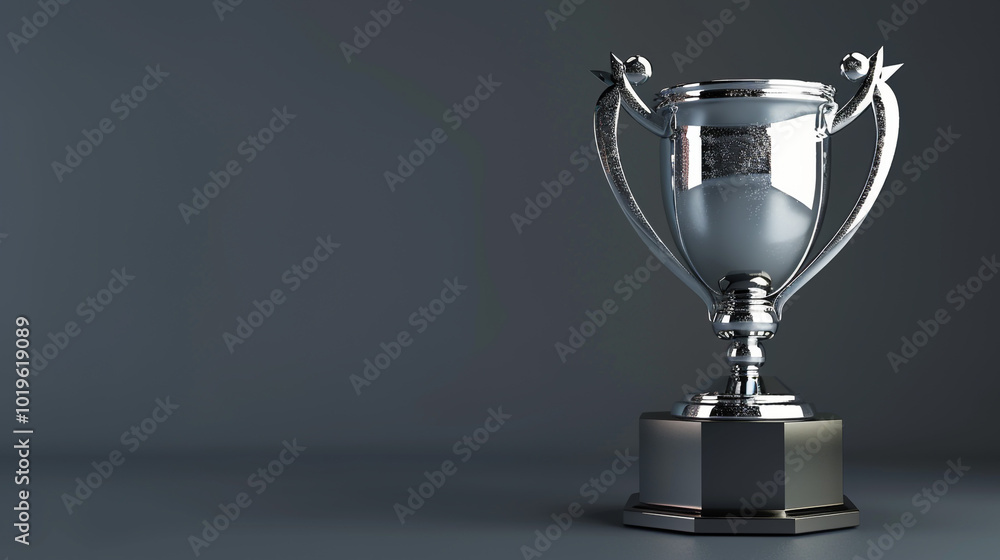 Elegant Silver Trophy on a Dark Background. A stunning silver trophy sits elegantly against a dark gray backdrop, symbolizing achievement and success in any competition. Elegant Silver Trophy on a Dark Background. A stunning silver trophy sits elegantly against a dark gray backdrop, symbolizing achievement and success in any competition.
