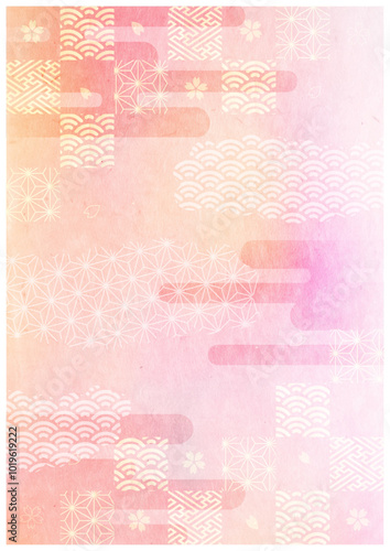 和柄と和紙背景