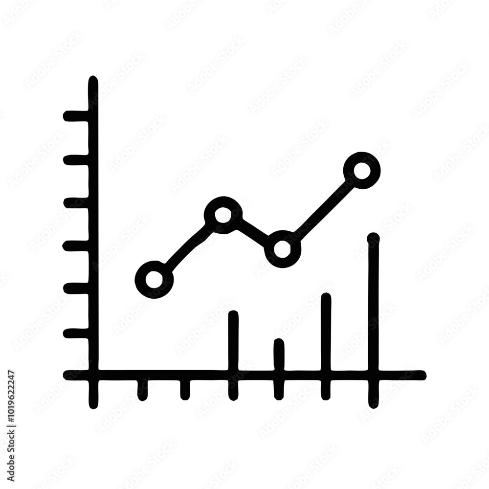 Illustration of a line graph representing growth and data analysis in a simple, minimalist style Illustration of a line graph representing growth and data analysis in a simple, minimalist style