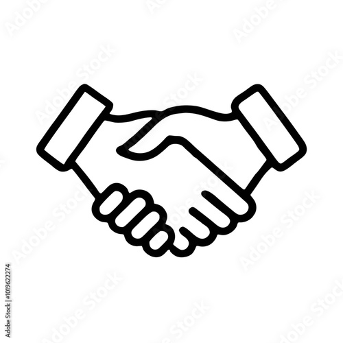 Illustration of a handshake symbolizing agreement and collaboration in a simple, minimalist style