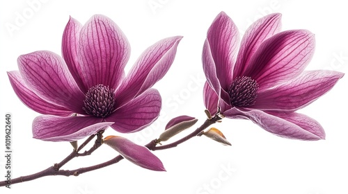 Purple magnolia flower Magnolia felix isolated on white background with clipping path : Generative AI