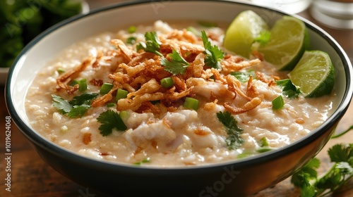 Creamy Rice Dish with Fresh Herbs and Crispy Toppings