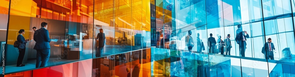 © Creation Art - Modern business and city architecture photo abstract double exposure collage of various professional business people in an urban city scene for banner. Generative AI © Creation Art - Modern business and city architecture photo abstract double exposure collage of various professional business people in an urban city scene for banner. Generative AI