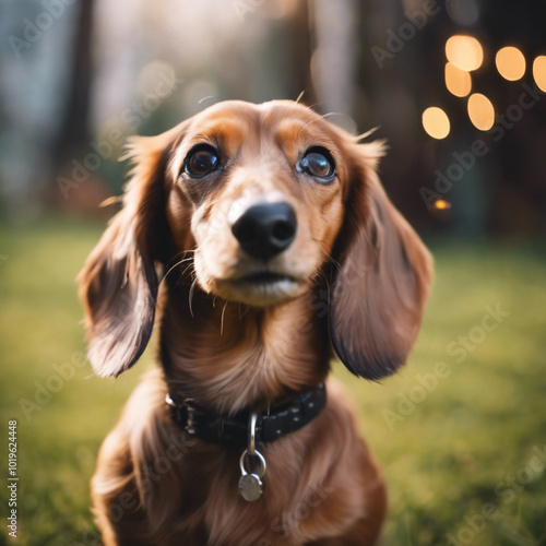 Cute Dachshund Dog Photograph Closeup