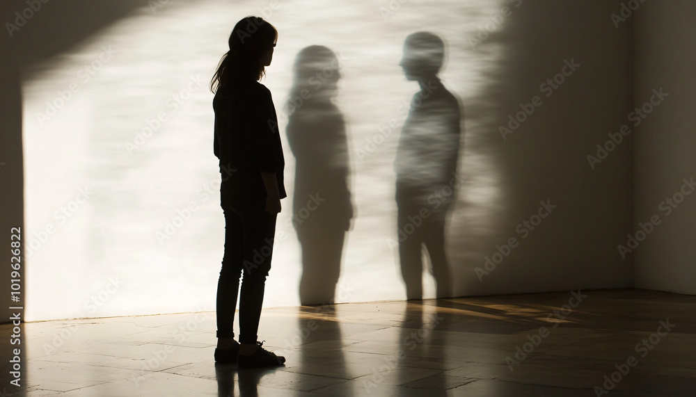 Focus on people's shadows in interaction, leaving their physical forms out of focus or in the background, to explore visual metaphors Focus on people's shadows in interaction, leaving their physical forms out of focus or in the background, to explore visual metaphors