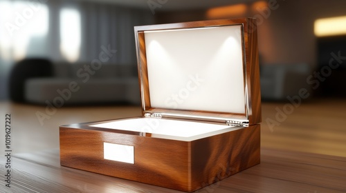 Elegant Wooden Box with Soft Interior Lighting